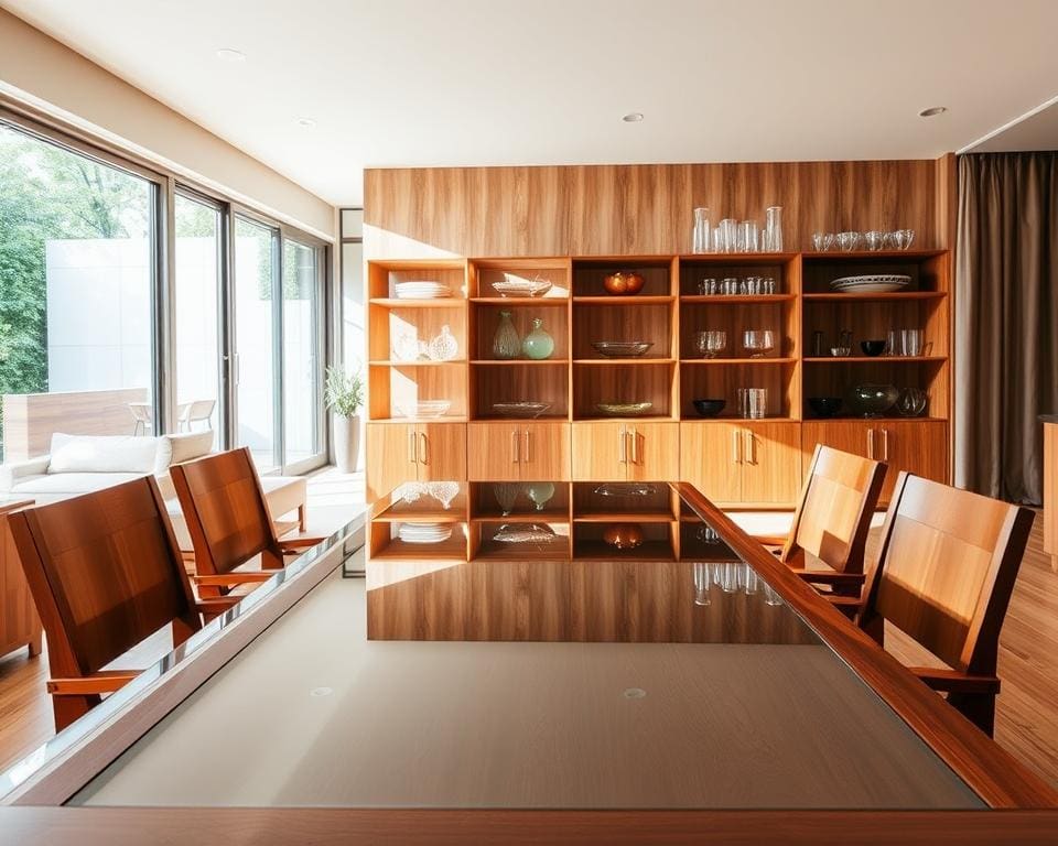 Wat zijn mooie combinaties van hout en glas?