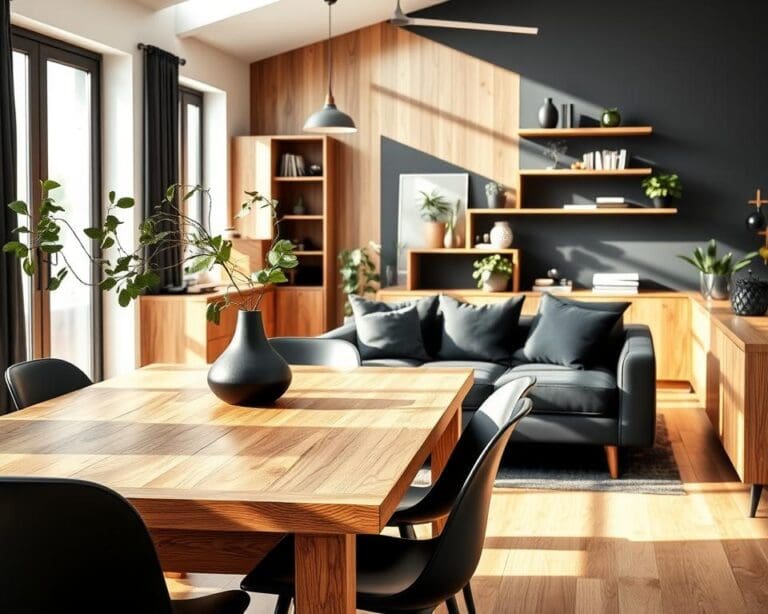 hout en zwart interieur